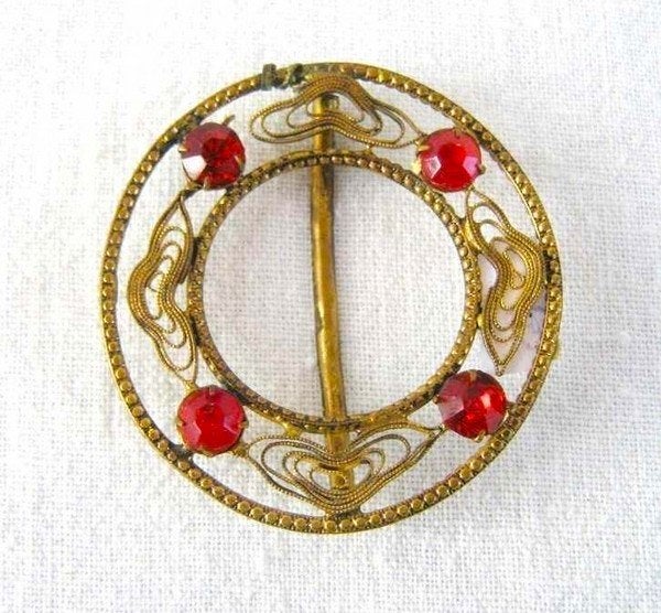 Antieke Edwardiaanse Schuifgesp / Sjaalgesp – Filigraan met, Ophalen