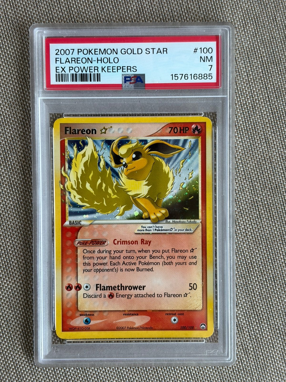 Pokemon Flareon Gold Star 100/108 PSA 7 NEW CERT, Ophalen, Zo goed als nieuw, Meerdere kaarten