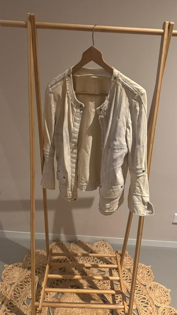 Sylvie Schimmel wit leren jasje, Kleding | Dames, Jasjes, Kostuums en Pakken, Gedragen, Jasje, Maat 46/48 (XL) of groter, Wit