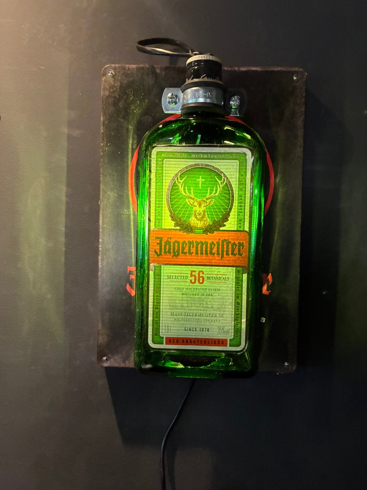 Jägermeister Wandlamp, Met schakelaar, Glas, Wandlamp, Meerkleurig