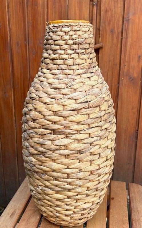 Grote rieten vaas, vloervaas, decoratieve vaas, Ophalen