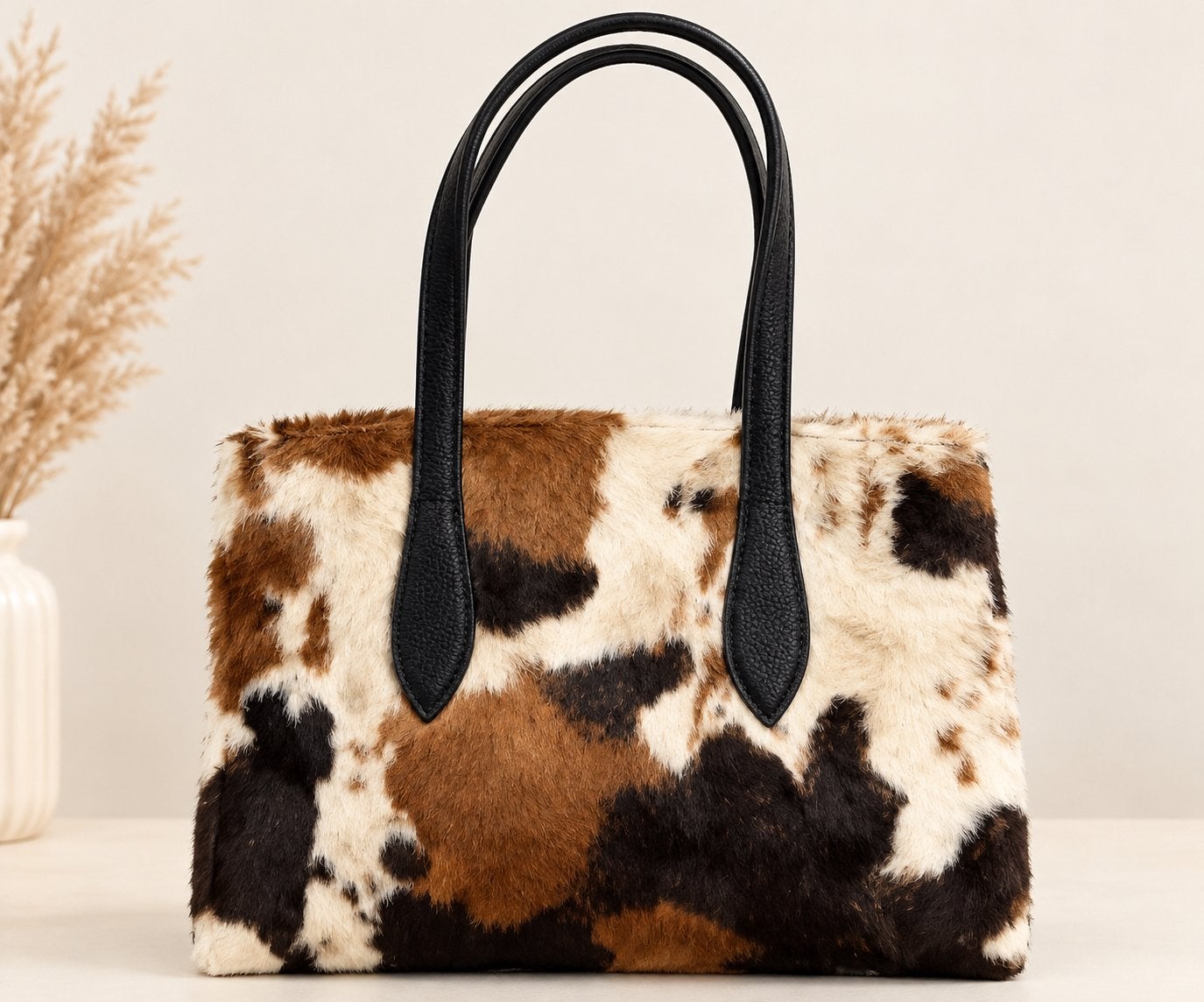 Stijlvolle handtas met koeienprint - nieuw, Sieraden, Tassen en Uiterlijk, Ophalen of Verzenden, Nieuw, Bruin, Handtas