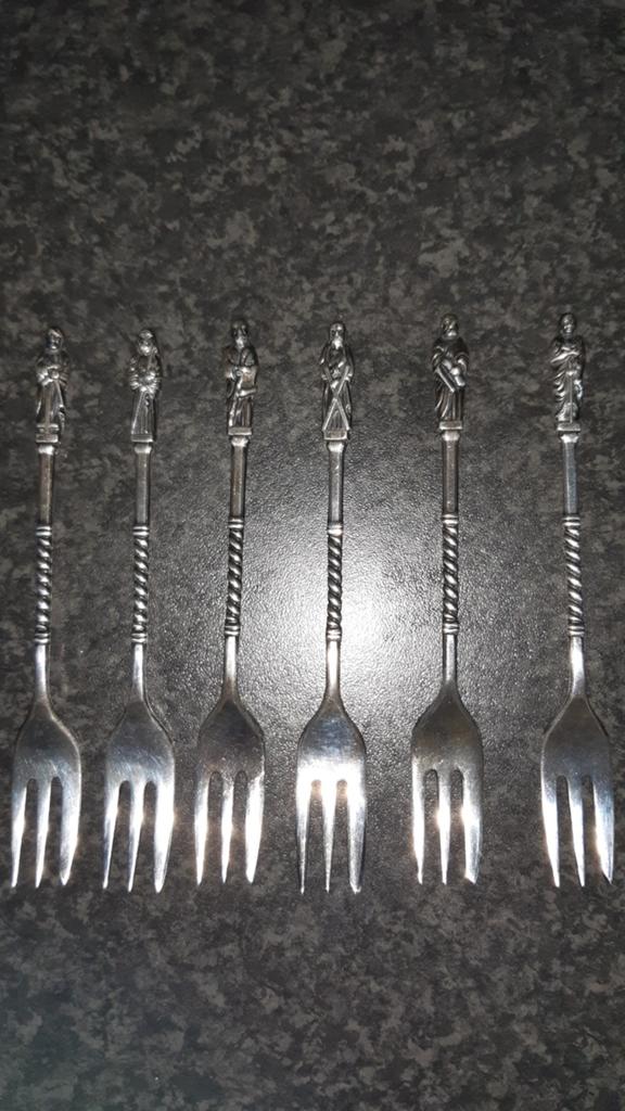 6 Apostel verzilverde gebaksvorkjes!, Antiek en Kunst, Ophalen of Verzenden