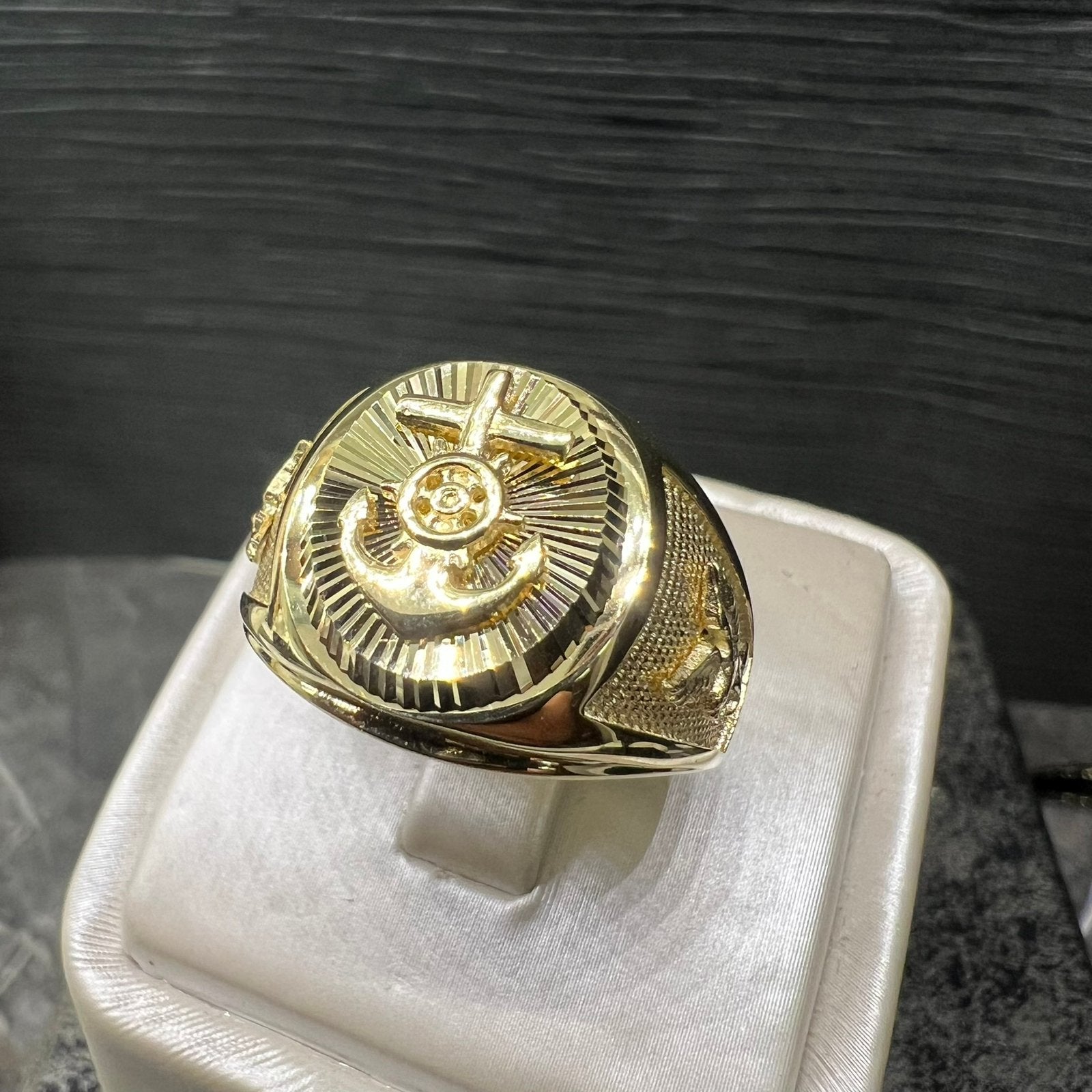14k gouden ring anker model massief, Sieraden, Tassen en Uiterlijk, Ophalen of Verzenden, Nieuw, Goud, Heer