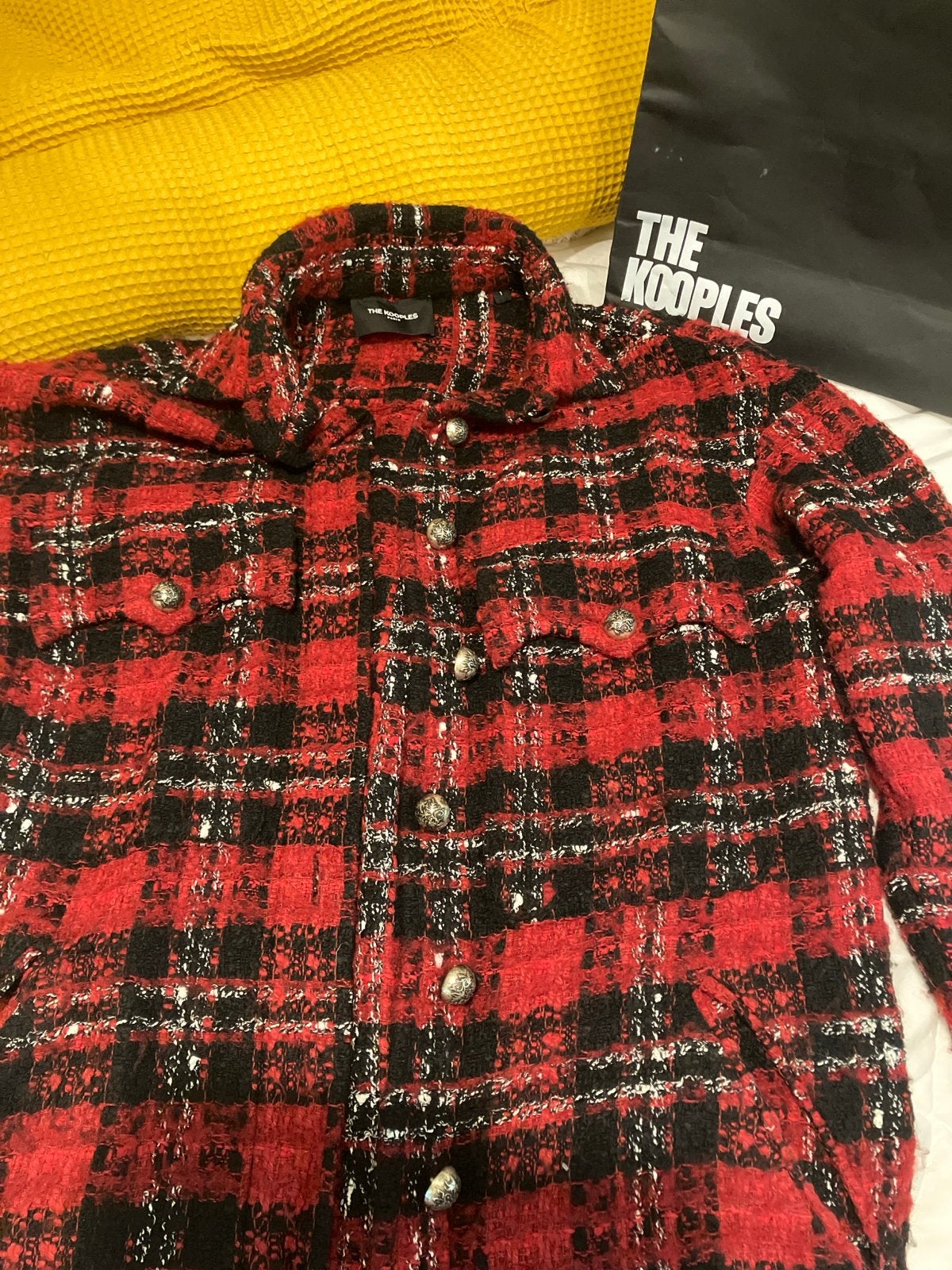 The Kooples geruit tweed overhemdjack - Maat S, Ophalen of Verzenden, Zo goed als nieuw, Maat 36 (S), Rood