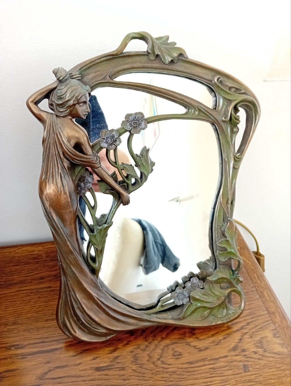 Art Nouveau Spiegel, Ophalen of Verzenden, Rechthoekig, Minder dan 50 cm