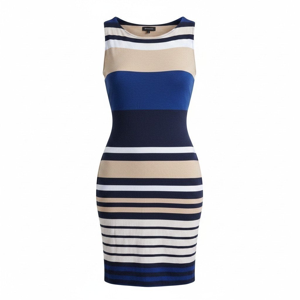 Promiss jurk met strepen patroon. Maat XL, Promiss, Blauw, Maat 46/48 (XL) of groter, Ophalen of Verzenden