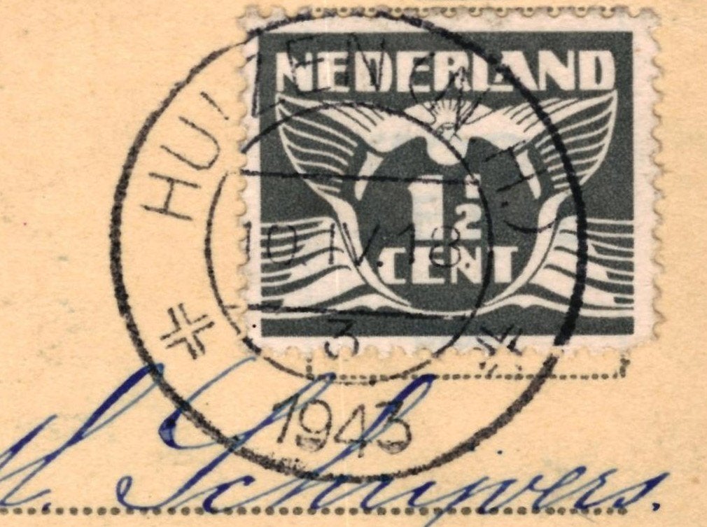 700141 Rijwielpad in het Gooi NH 1943 Stempel Huizen, Ophalen of Verzenden, 1940 tot 1960, Gelopen, Noord-Holland