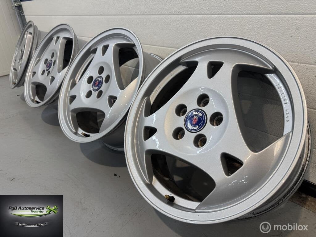 Saab alu 28 Aero velgen 17” in nette staat, Auto-onderdelen, Banden en Velgen, Gebruikt, Velg(en), Ophalen of Verzenden