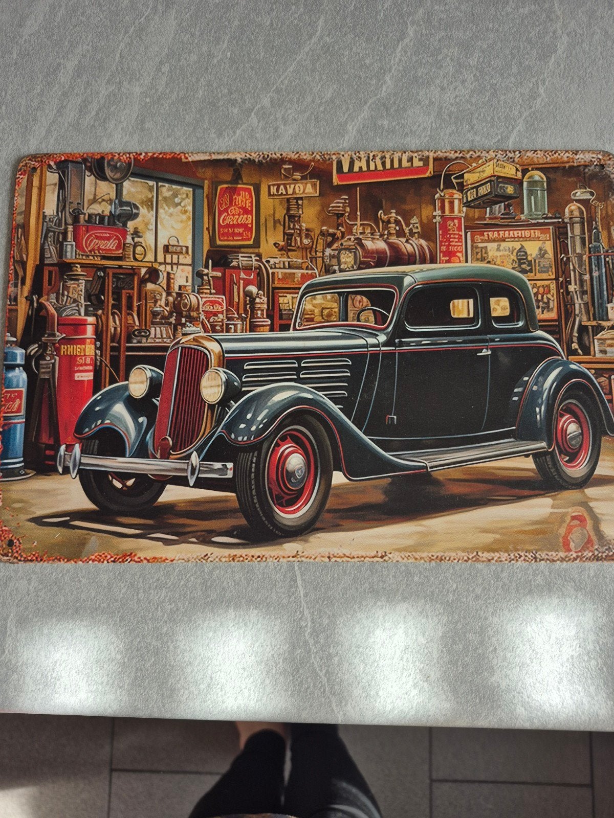 Vintage Auto Garage Metalen Plaat - Klassieke Auto, Ophalen of Verzenden, Gebruikt, Auto's