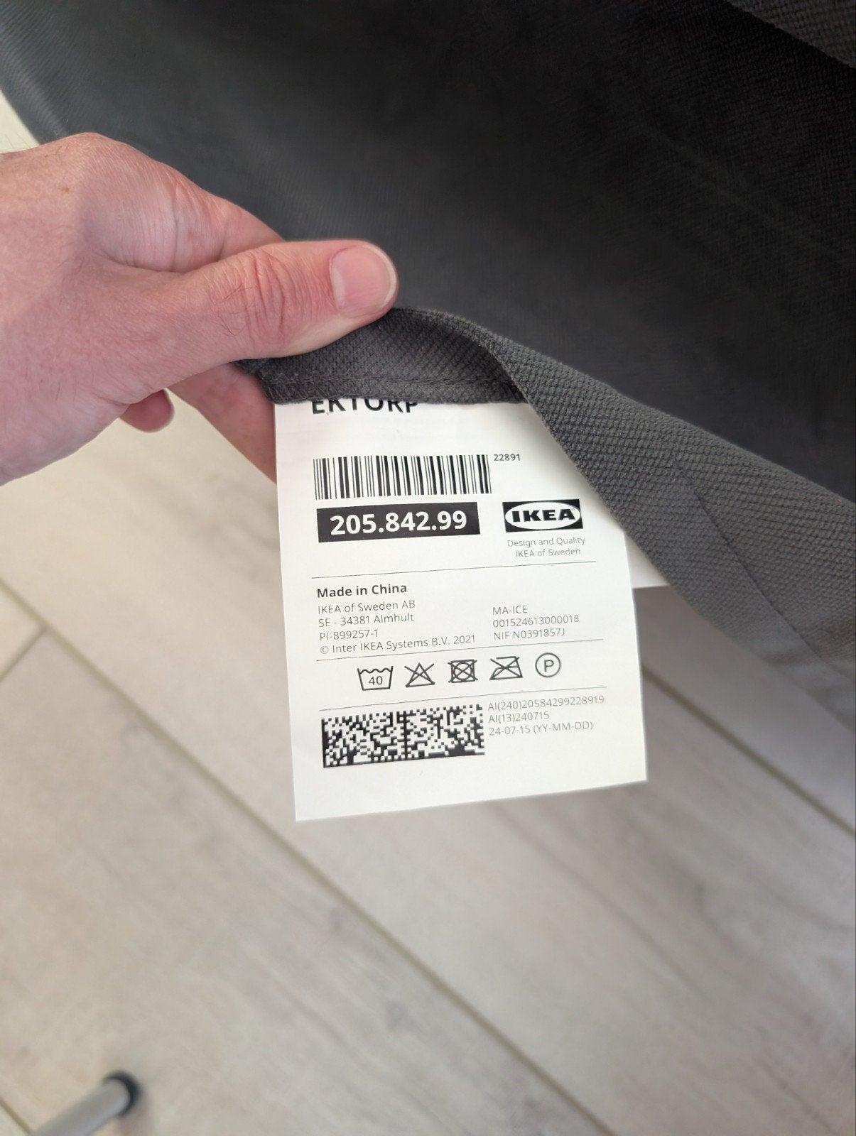 IKEA Ektorp voetenbank met opbergruimte - Donkergrijs, Ophalen, 75 tot 100 cm, Zo goed als nieuw, Stof
