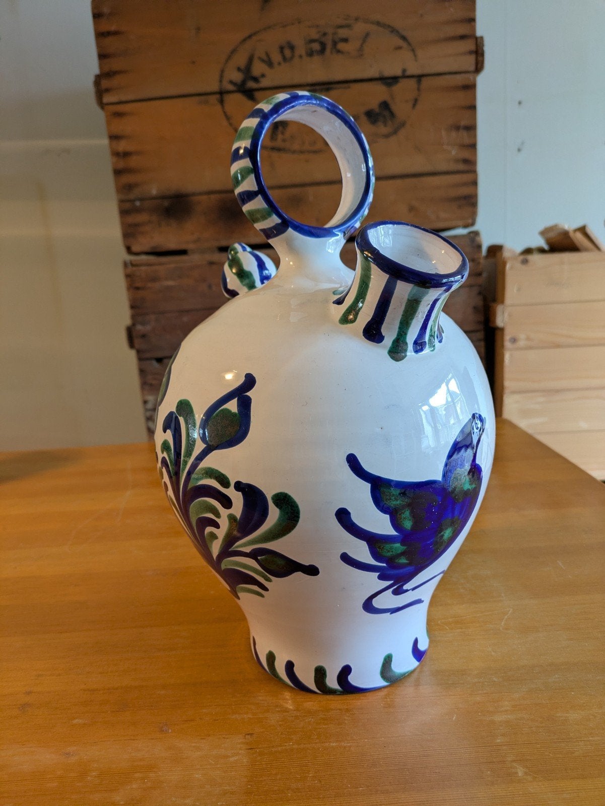 Vintage handgeschilderde waterkan (34x20 cm) uit Andalusië, Ophalen