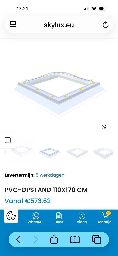 SKYlux Lichtkoepel 1100 x 1700 mm, Ophalen, Minder dan 80 cm, Nieuw, Dakraam
