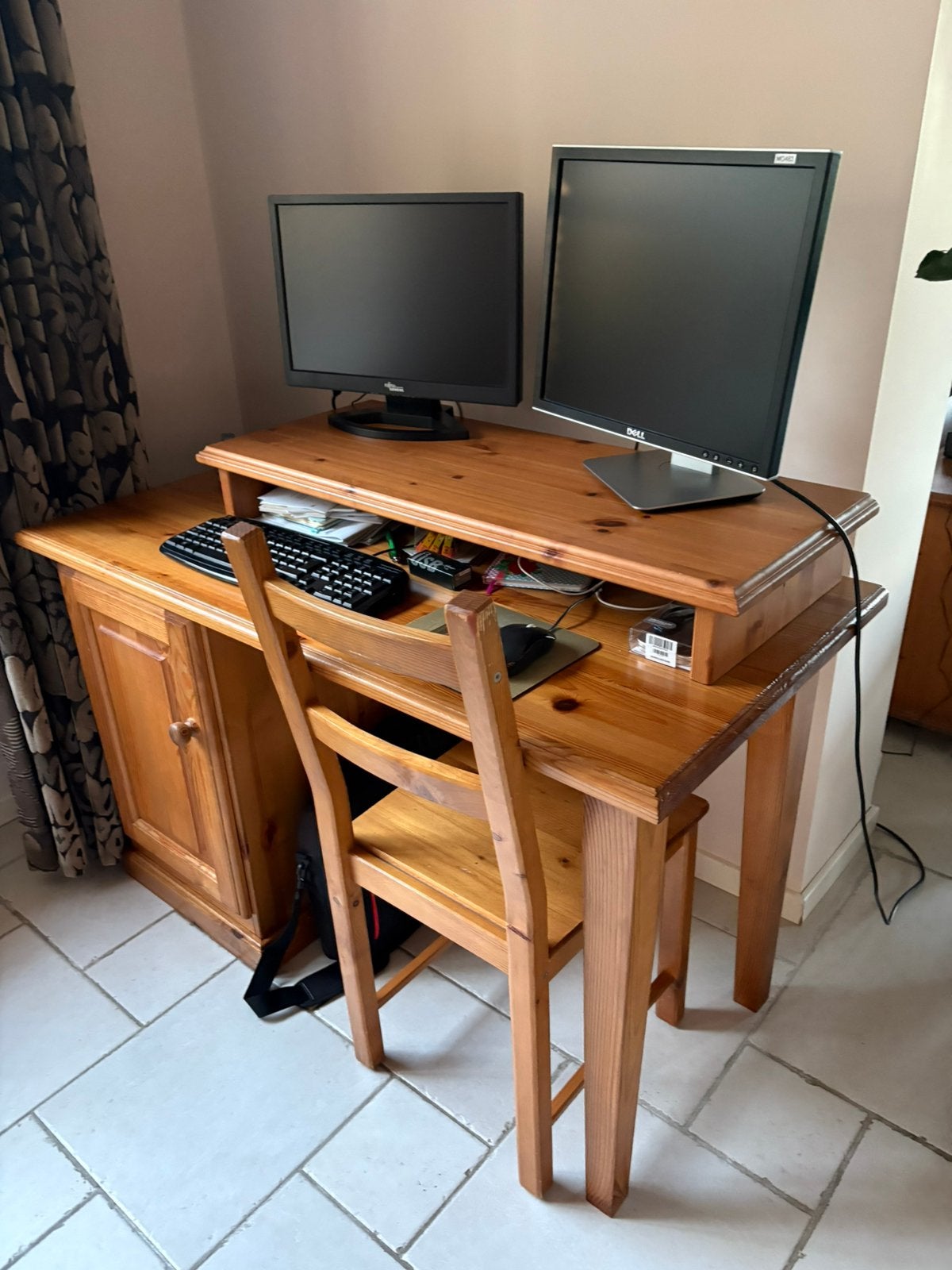 Prachtig Massief Grenen Bureau (125 x 60 cm), Ophalen, Hout, Zo goed als nieuw, Overige merken