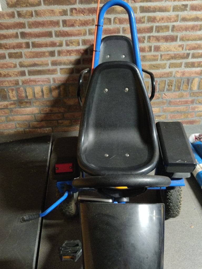Blauwe skelter met duozit en aanhanger, Ophalen, Gebruikt, Overige merken, Duozit