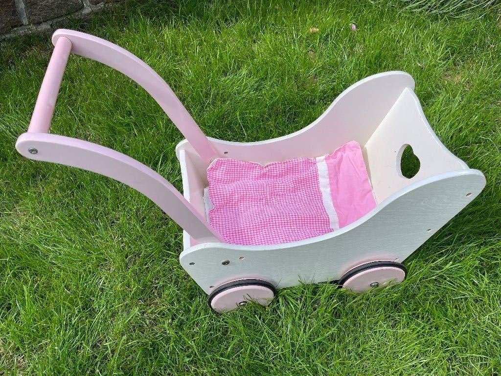 Houten poppenwagen houten loopkar, Roze, Ophalen, Gebruikt, Duw- of Trekspeelgoed