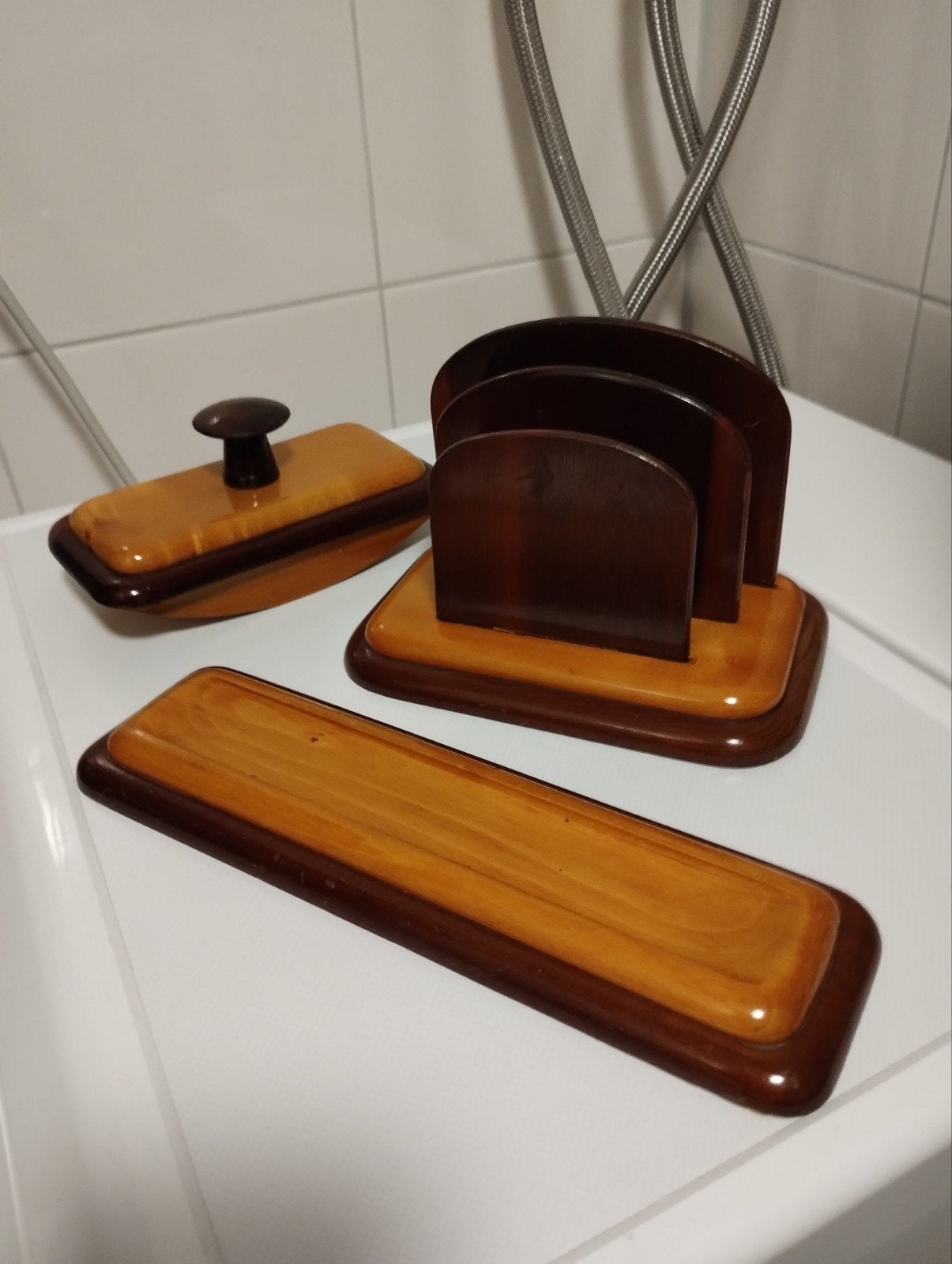 Art deco Amsterdamse school houten bureau items, Ophalen of Verzenden