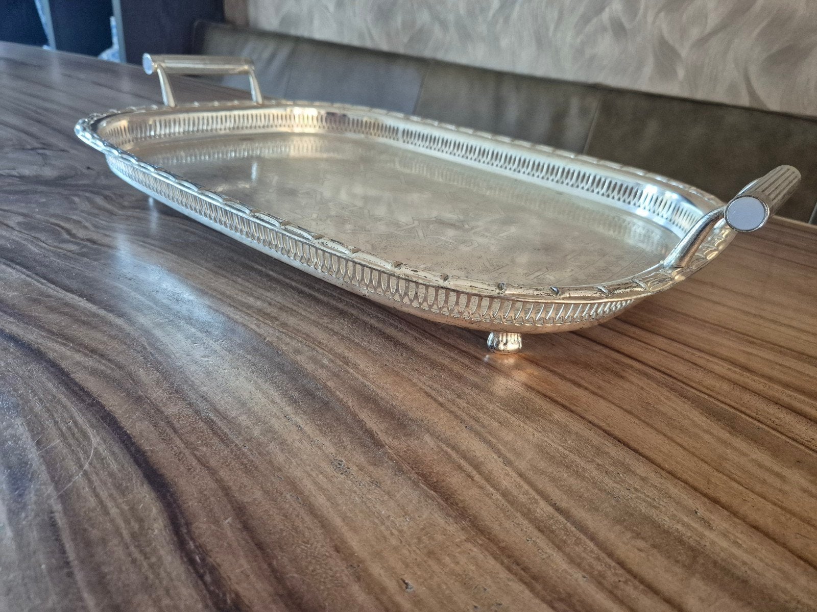 Grote zilverkleurige dienblad met handvatten - 60x40 cm, Ophalen of Verzenden