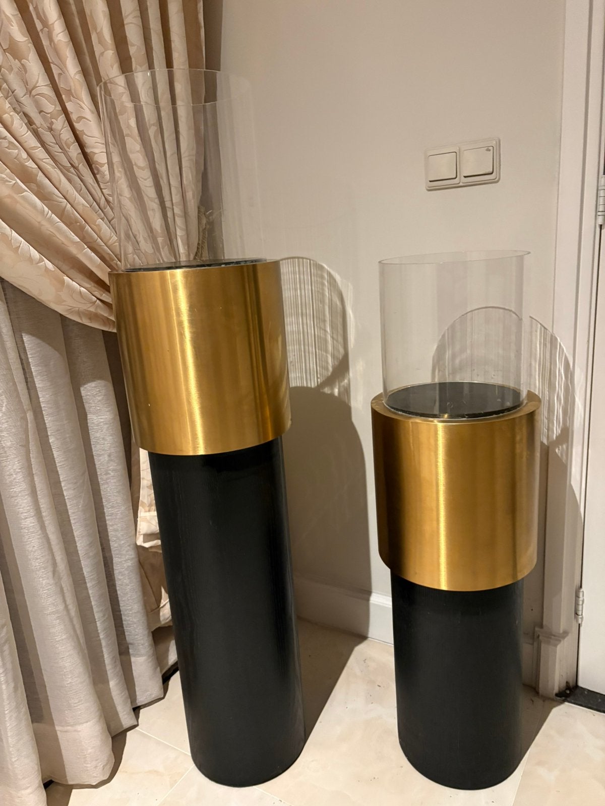 Dubbelman design windlichten zuilen, Ophalen, Zwart, Zo goed als nieuw, Metaal