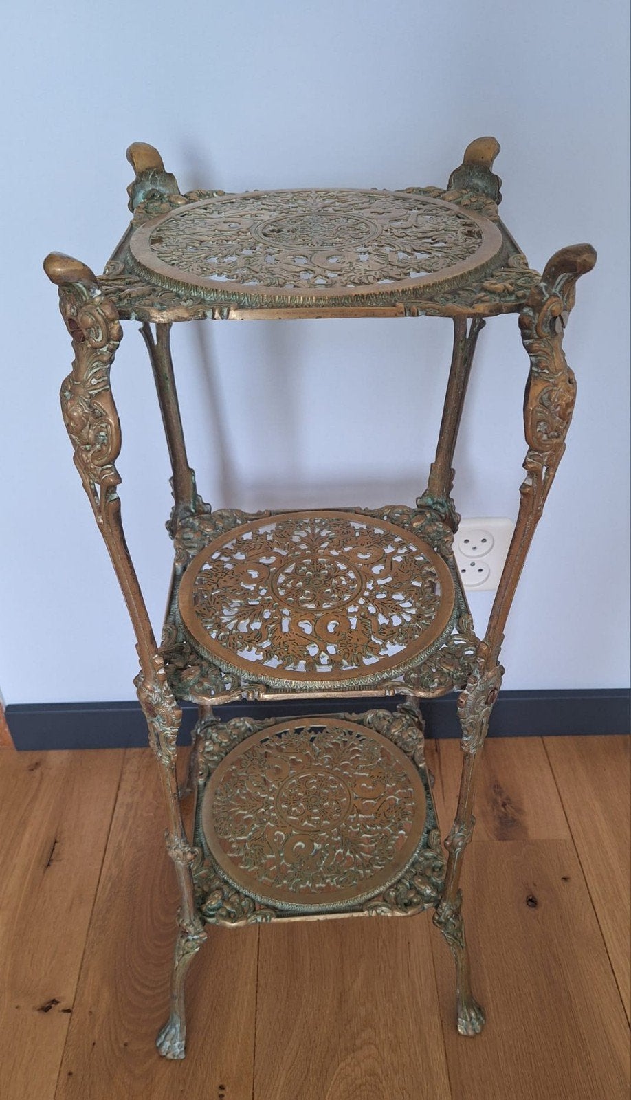 Vintage messing etagere met 3 lagen, sierlijk design, Ophalen