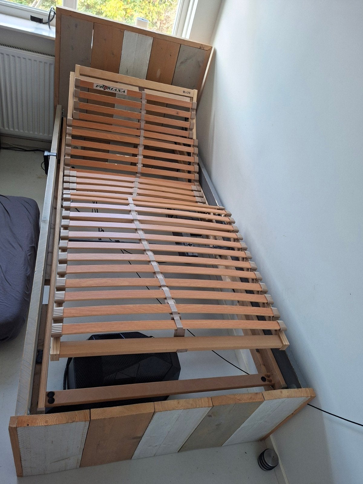 steigerhout bed 90x210 matrasmaat, Verstelbaar, 90 cm, Eenpersoons, 210 cm