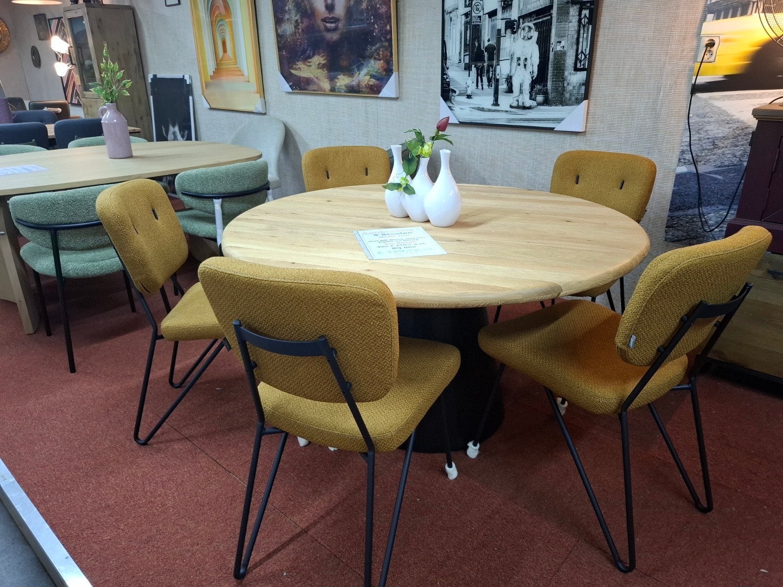 5 Nieuwe stoelen, Oker, met zwart frame + greep, June Xooon, Ophalen, Overige kleuren, Nieuw, Stof