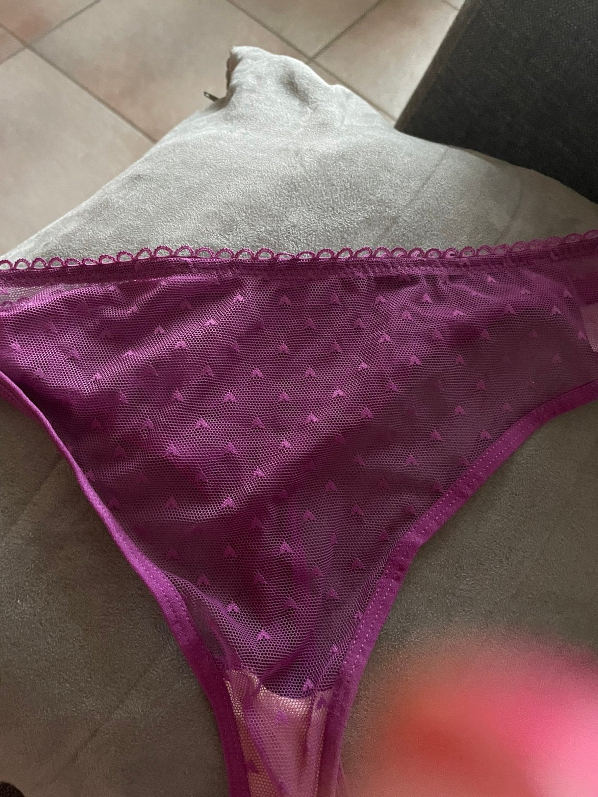 String hartjes mt M, Verzenden, Paars, String