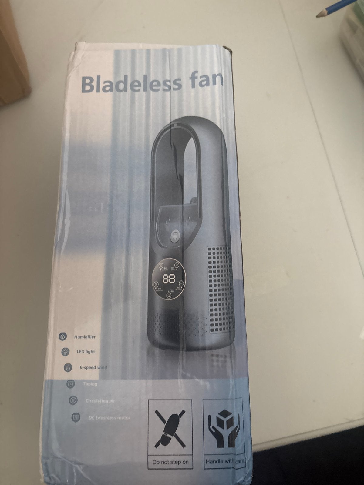 Bladeless fan met luchtbevochtiger en LED-licht - Nieuw, Ophalen of Verzenden, Nieuw, Tafelventilator