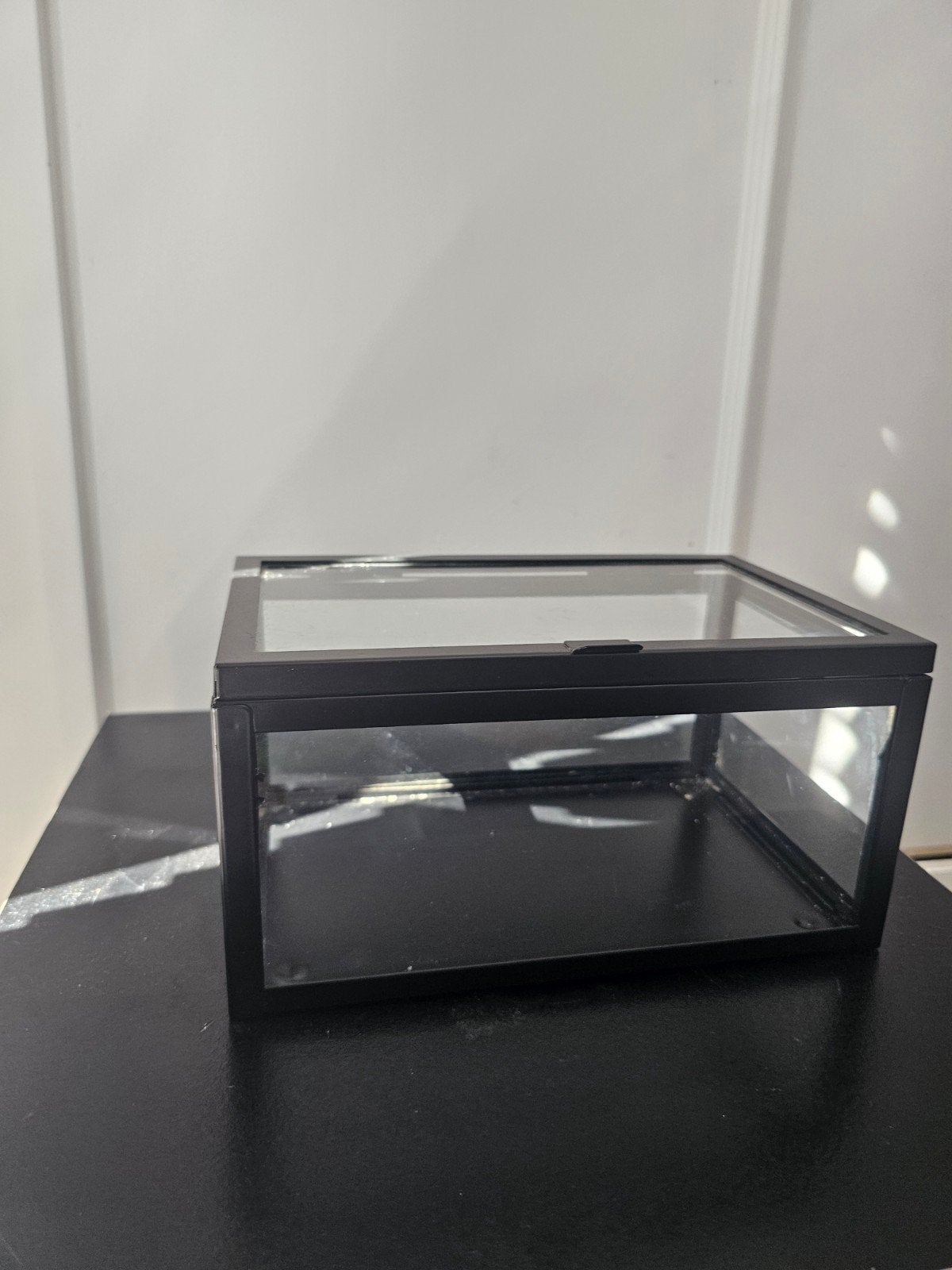 Glazen opbergdoos zwart met deksel, Ophalen, Glas