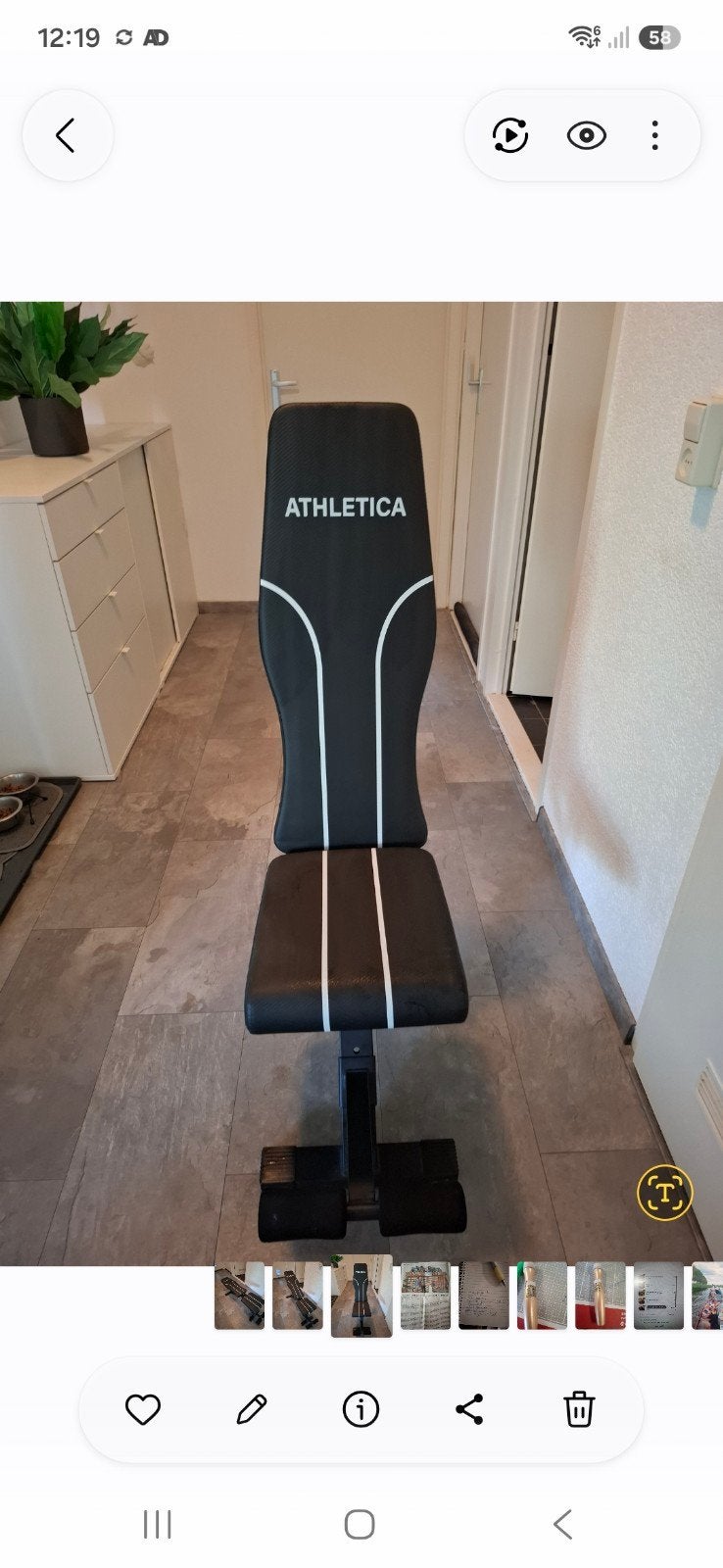 Athletica Fitnessbank - Verstelbaar en Comfortabel, Sport en Fitness, Ophalen, Zo goed als nieuw, Armen, Fitnessbank