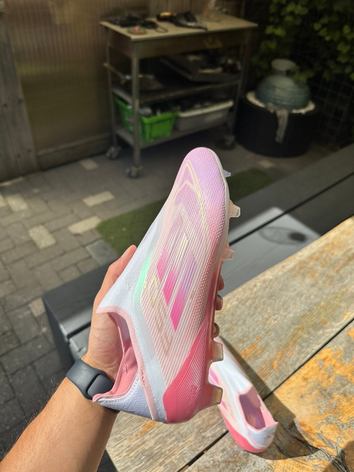 Adidas F50 Elite Laceless FG Maat 42.5 – Wit/Roze Nieuw ‼️, Ophalen of Verzenden, Zo goed als nieuw, Wit, Sportschoenen