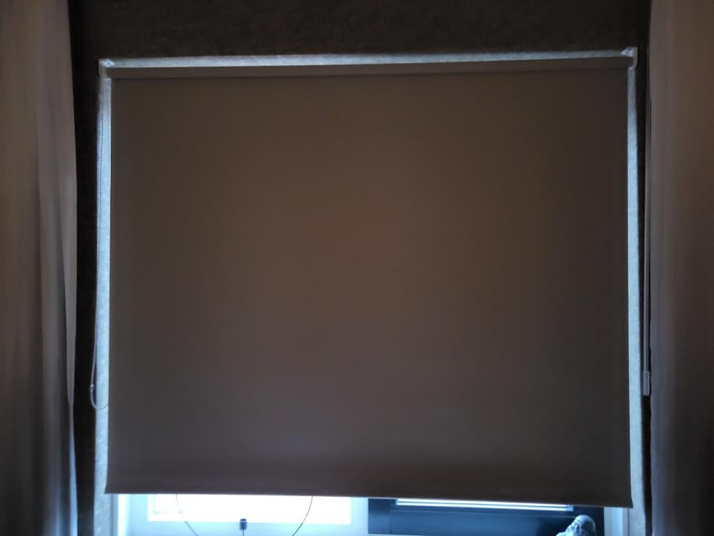 Zandkleurig rolgordijn 155 x 155 cm, Ophalen, Gebruikt, Beige, 150 tot 200 cm