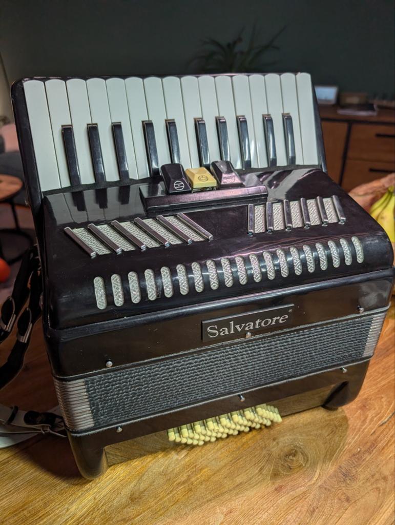 Salvatore Accordeon 48 Bas, Muziek en Instrumenten, Accordeons, Overige merken, 48-bas, Gebruikt, Toetsaccordeon