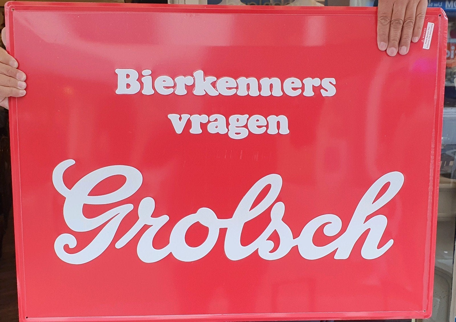 Grolsch reclamebord "Bierkenners vragen Grolsch", Ophalen of Verzenden, Gebruikt