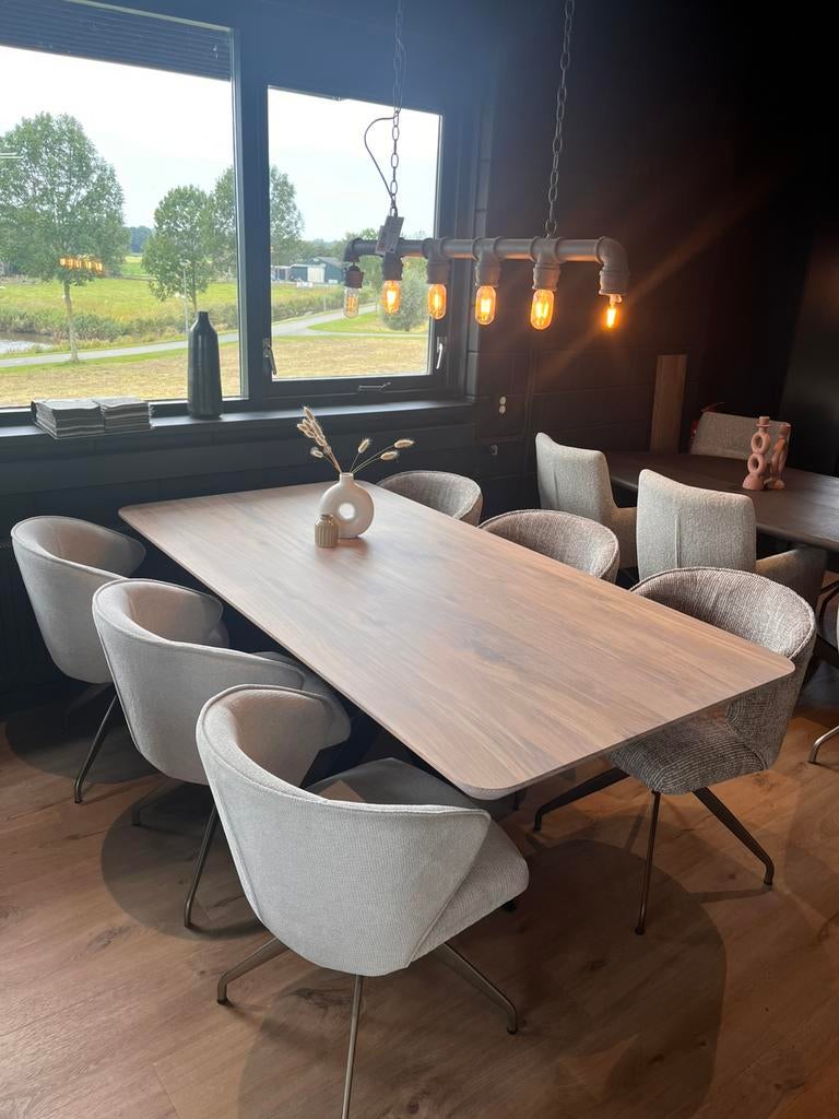 Showroom tafel nog als nieuw! Eiken rechthoek met ronding, 200 cm of meer, Zo goed als nieuw, Rechthoekig, 50 tot 100 cm
