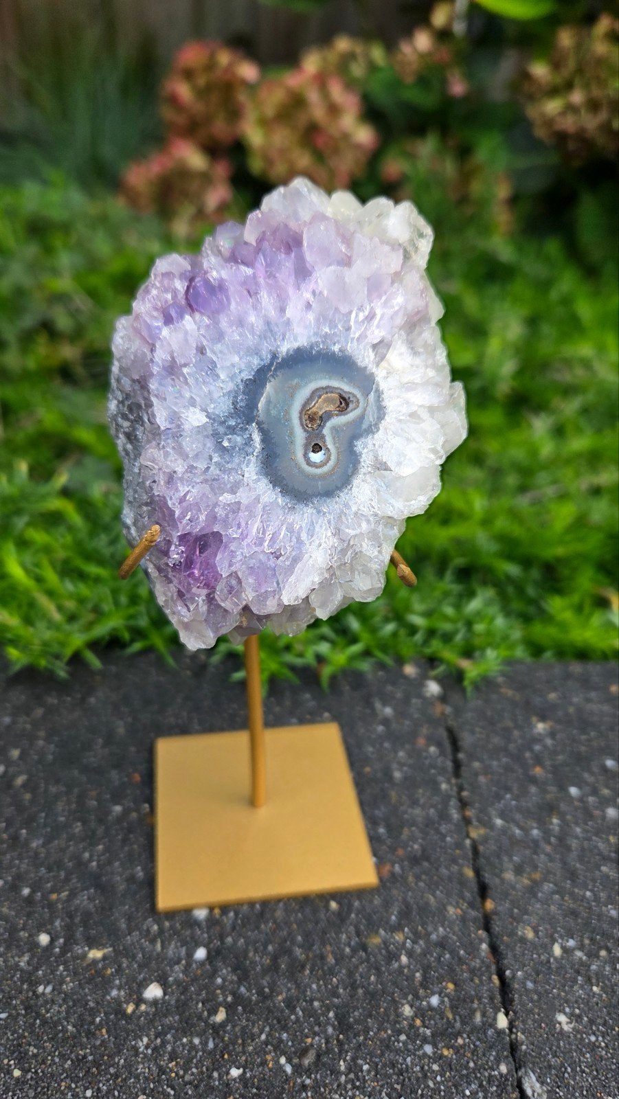 Amethist met Stalactiet - 280 gram, 14 cm hoog, Verzamelen, Ophalen of Verzenden, Mineraal