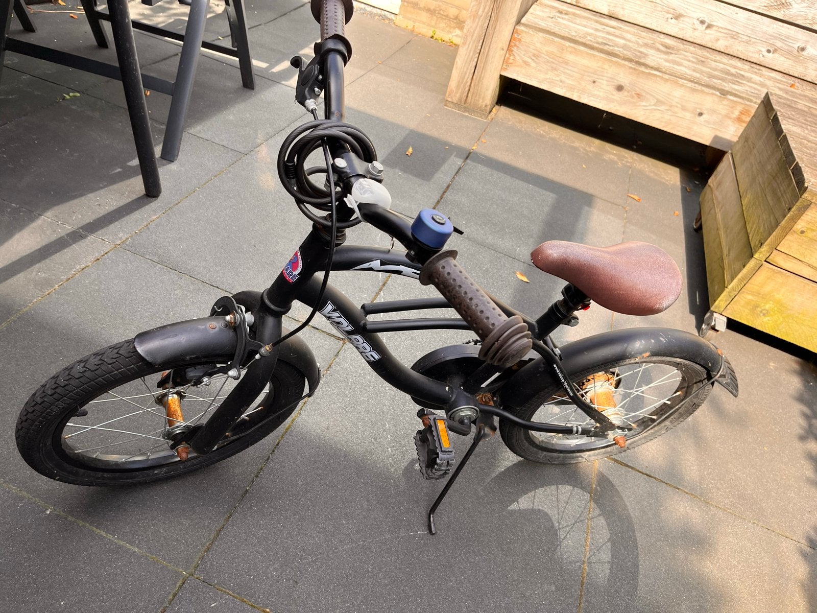 Volare kinderfiets 16 inch - Zwart, Ophalen, Gebruikt, Velgrem, 16 tot 20 inch
