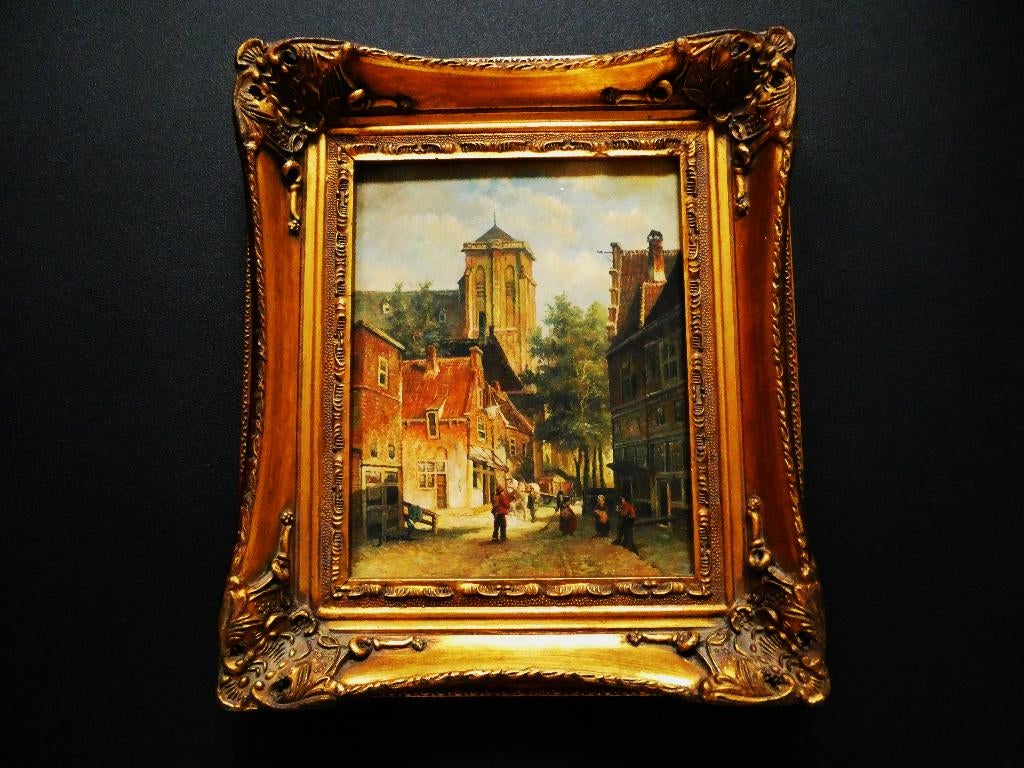 Schilderij stadsgezicht Biggs & Sons London J.Smith verguld, Antiek en Kunst, Kunst | Schilderijen | Klassiek, Ophalen of Verzenden
