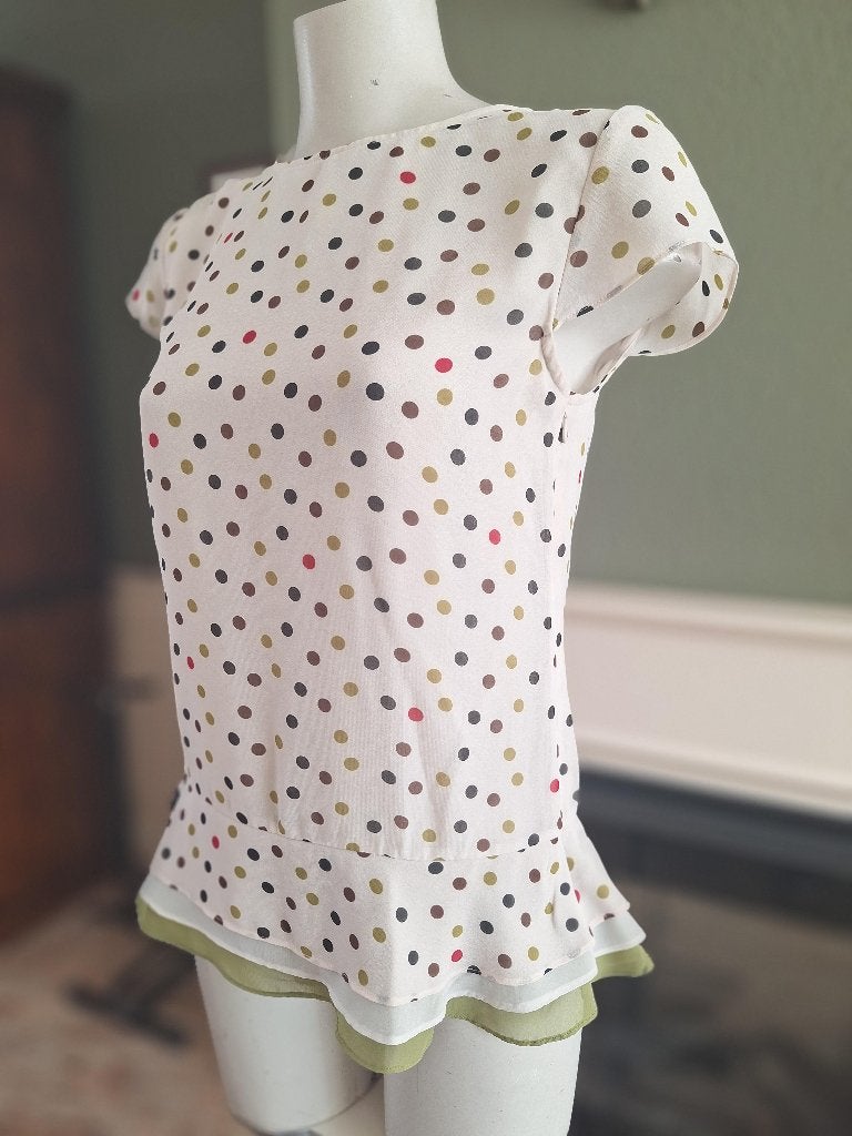 Ted Baker polka dot crème top 1 S 36, Maat 38/40 (M), Overige kleuren, Verzenden, Zo goed als nieuw