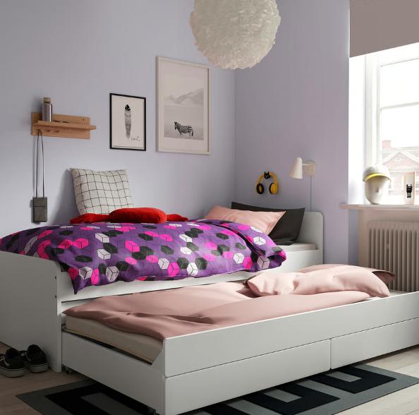 Bedframe met onderbed en opberger inclusief matrassen, Overige materialen, Verstelbaar, 90 cm, Wit
