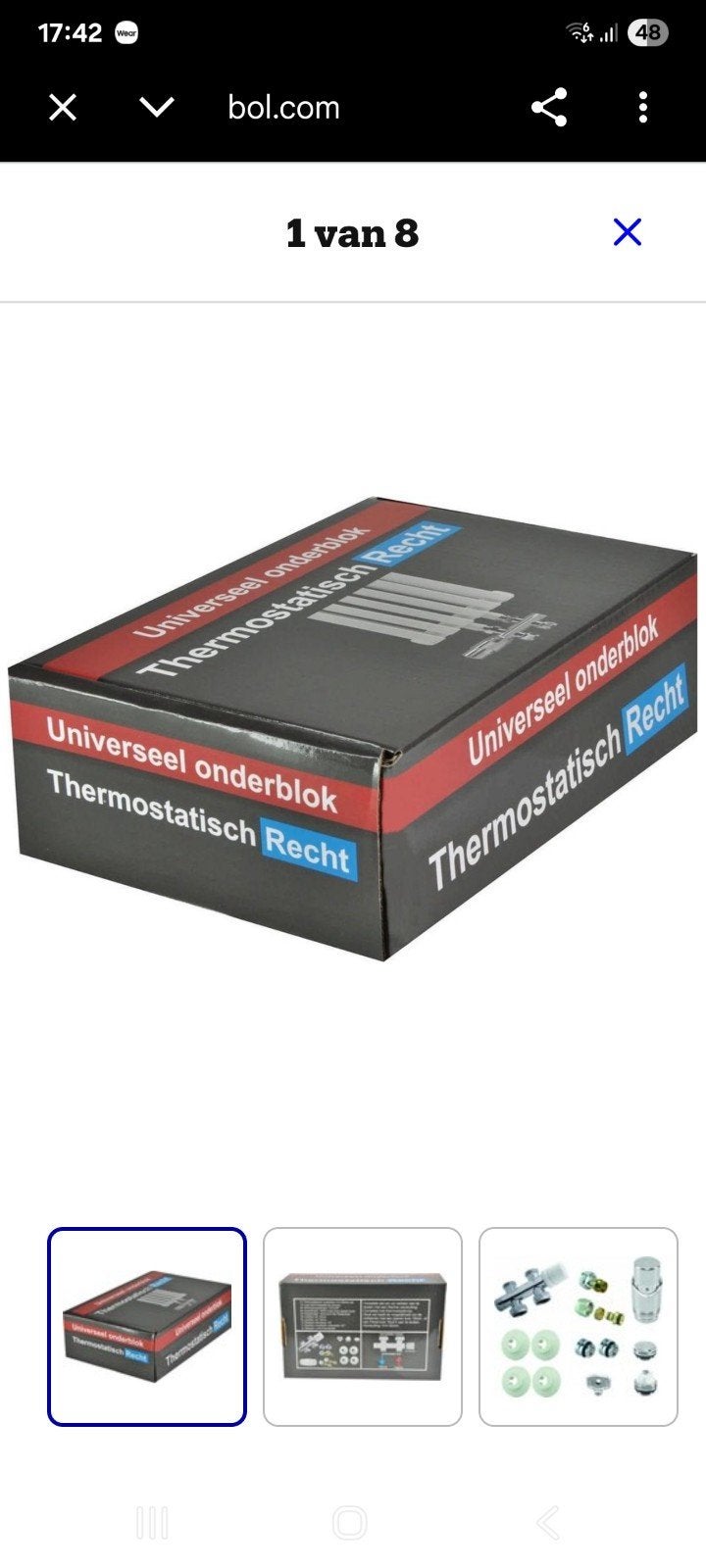 Universeel onderblok Thermostatisch Recht voor radiator, Ophalen of Verzenden, Nieuw, Radiator