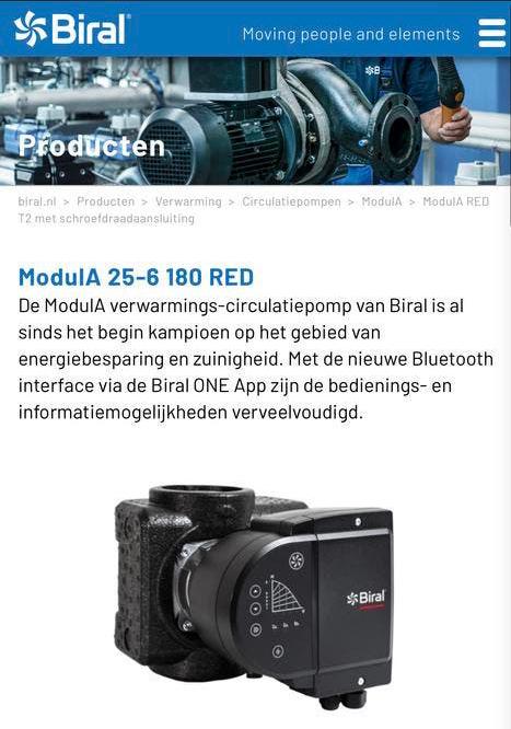 Biral ModulA 25-6 180 RED Circulatiepomp, Ophalen of Verzenden, Nieuw