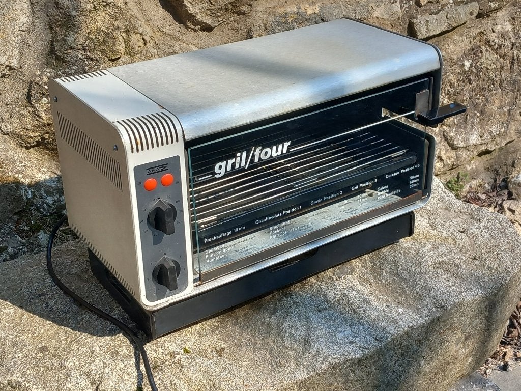vintage grill oven geborsteld aluminium space age 70s design, Ophalen of Verzenden, Minder dan 45 cm