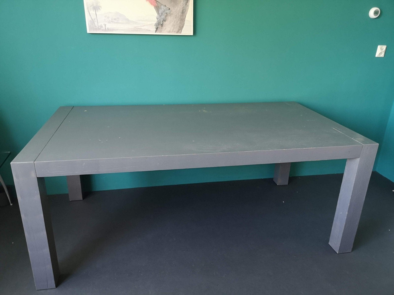 Robuuste grijze eettafel voor vier personen, Ophalen, Gebruikt, 50 tot 100 cm, 150 tot 200 cm