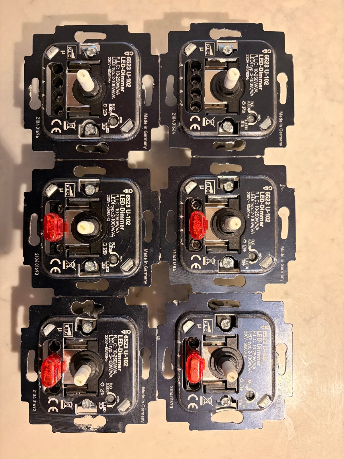 6x Busch-Jaeger 6523 U-102 LED-Dimmer, Doe-het-zelf en Verbouw, Elektra en Kabels, Ophalen, Gebruikt, Busch-Jaeger, Dimmer