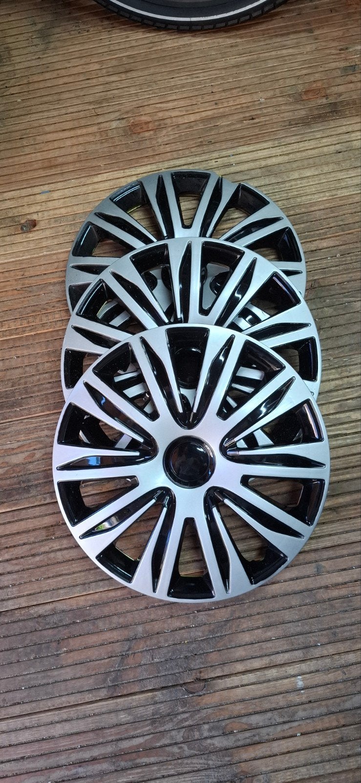 Set van 3, 13inch wieldoppen, zilver en zwart, Ophalen of Verzenden