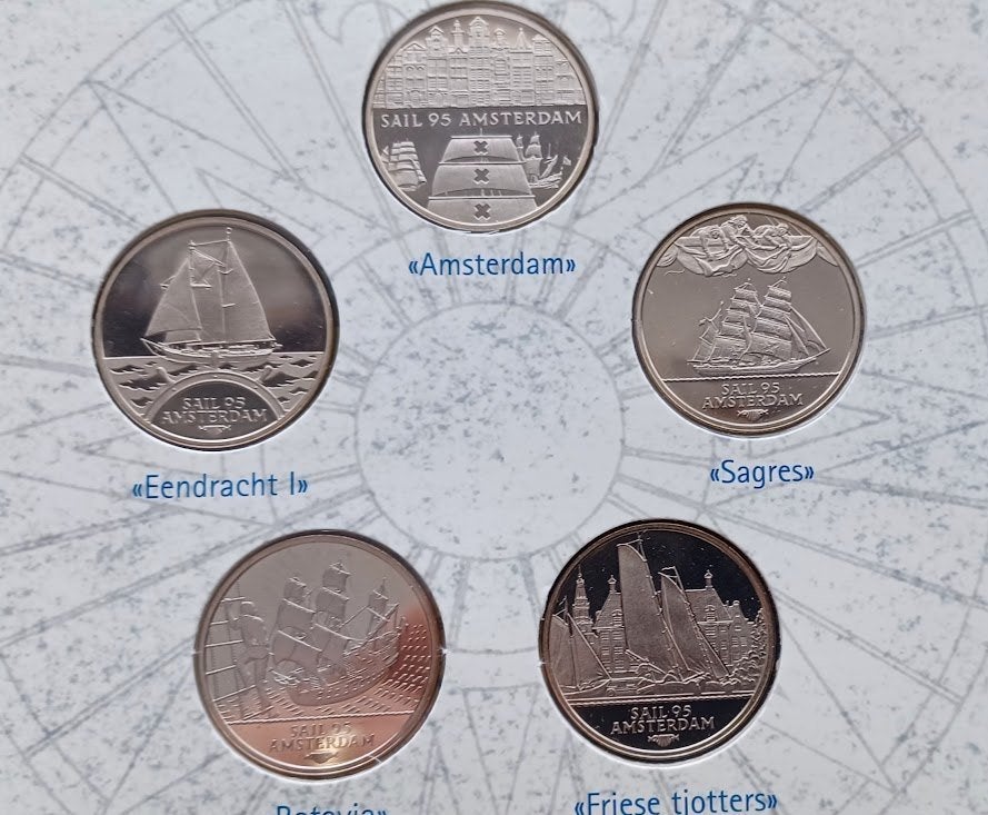 Muntset SAIL 1995 met 5 Sailflorijnen, Ophalen of Verzenden, Overige materialen, Nederland