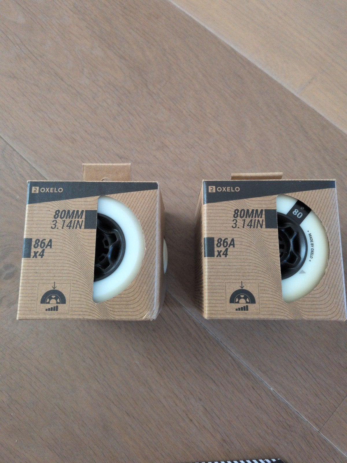 Oxelo inline skate wielen 80mm 86A en assen, Ophalen, Nieuw, Overige typen, Overige merken