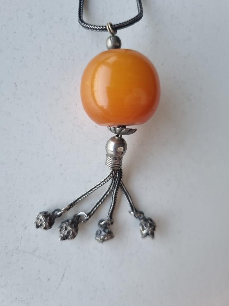 Vintage damesketting met ambersteen, Ophalen of Verzenden, Overige materialen