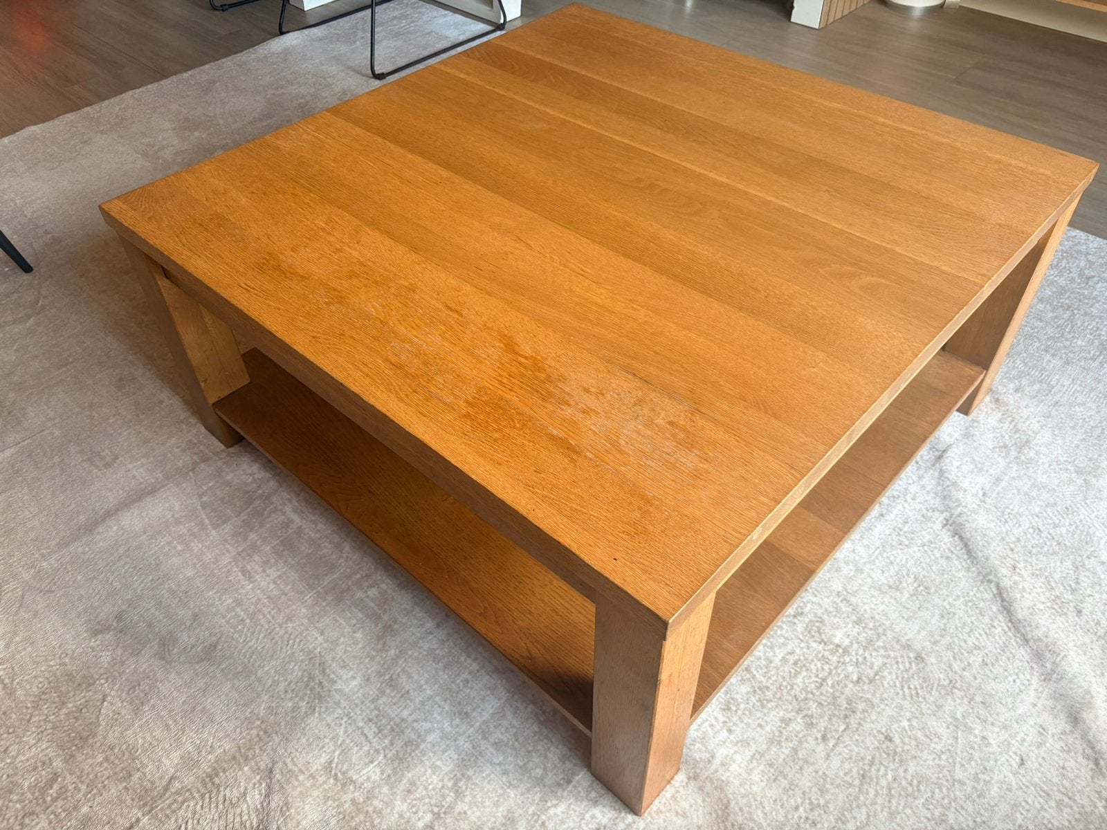 Eiken salontafel, Ophalen, Gebruikt, 100 tot 150 cm, 50 tot 100 cm